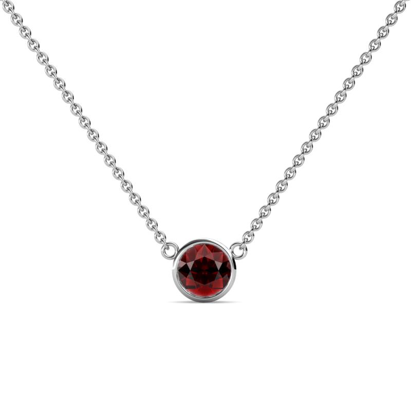 Merilyn 5.00 mm Round Red Garnet Bezel Set Solitaire Pendant 