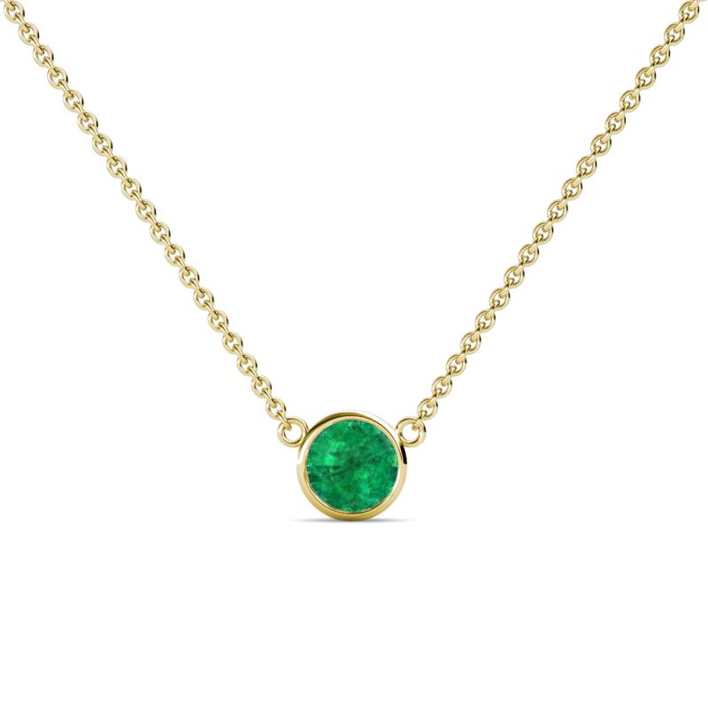 Merilyn 5.00 mm Round Emerald Bezel Set Solitaire Pendant 