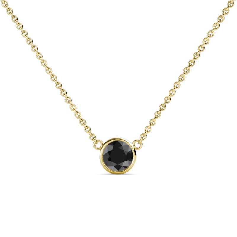 Merilyn 5.00 mm Round Black Diamond Bezel Set Solitaire Pendant 