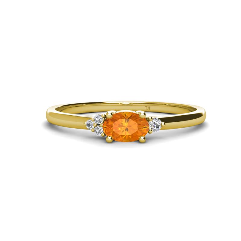 Vera 6x4 mm Oval Shape Citrine and Round Lab Grown Diamond Promise Ring 