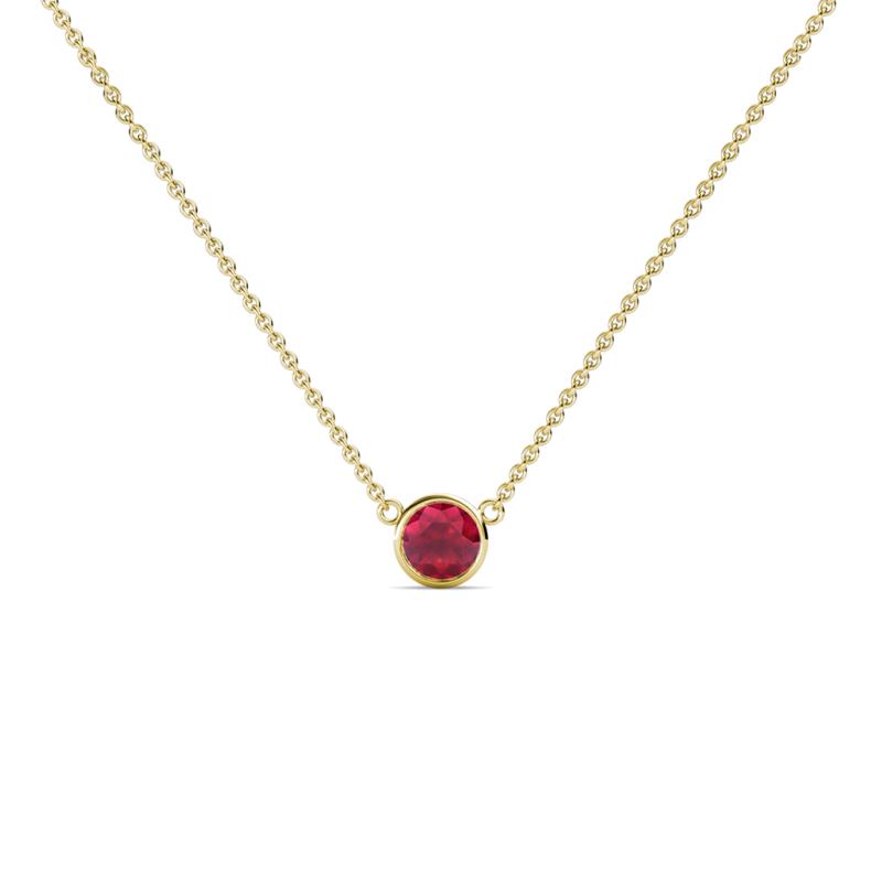 Merilyn 3.50 mm Round Ruby Bezel Set Solitaire Pendant 