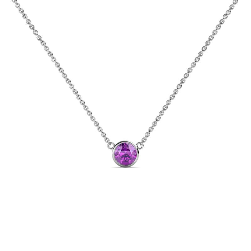 Merilyn 3.50 mm Round Amethyst Bezel Set Solitaire Pendant 