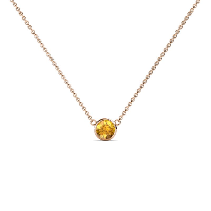 Merilyn 3.50 mm Round Citrine Bezel Set Solitaire Pendant 