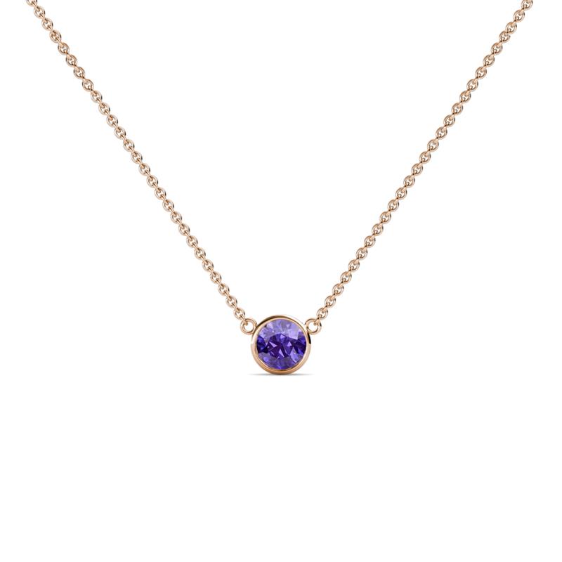 Merilyn 3.50 mm Round Iolite Bezel Set Solitaire Pendant 