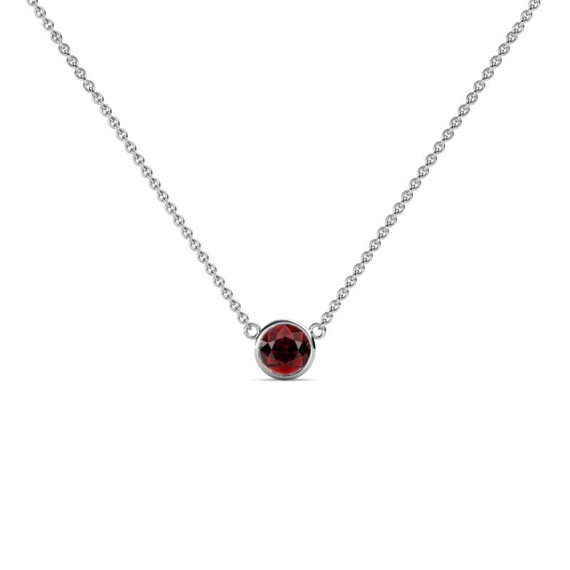 Merilyn 3.50 mm Round Red Garnet Bezel Set Solitaire Pendant 