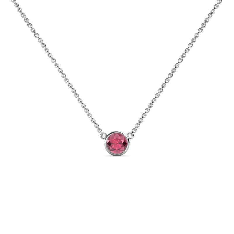 Merilyn 3.50 mm Round Rhodolite Garnet Bezel Set Solitaire Pendant 