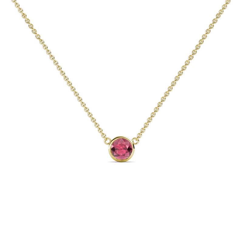 Merilyn 3.50 mm Round Rhodolite Garnet Bezel Set Solitaire Pendant 