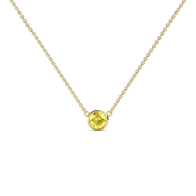 Merilyn 3.50 mm Round Yellow Sapphire Bezel Set Solitaire Pendant 