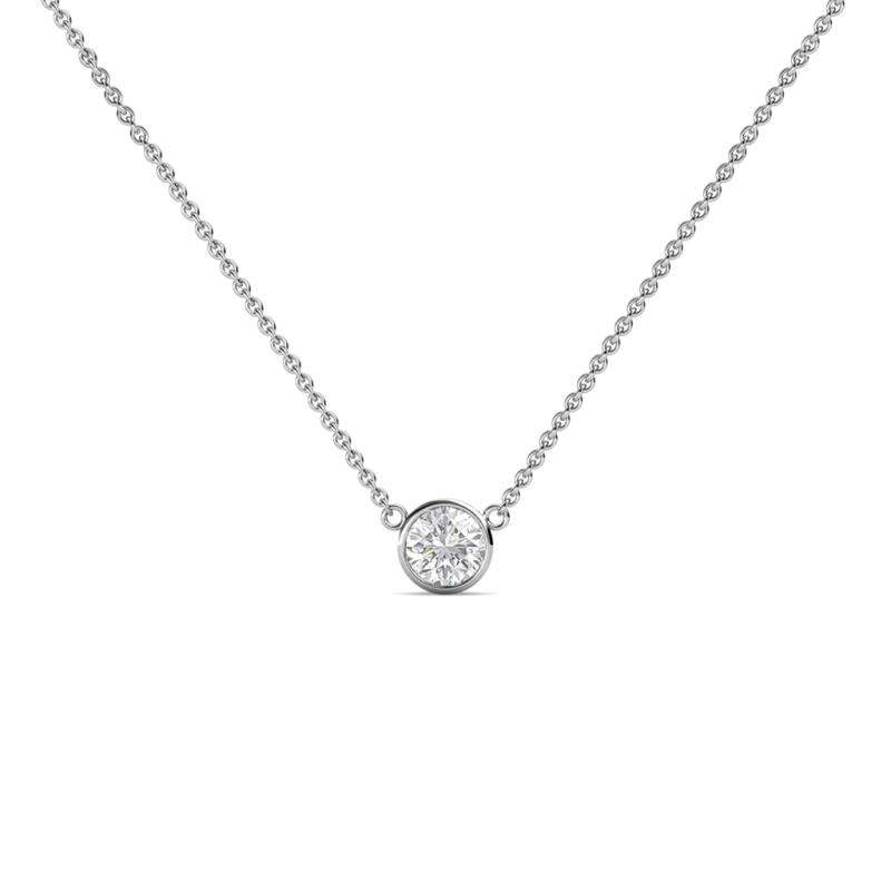 Merilyn 3.50 mm Round White Sapphire Bezel Set Solitaire Pendant 