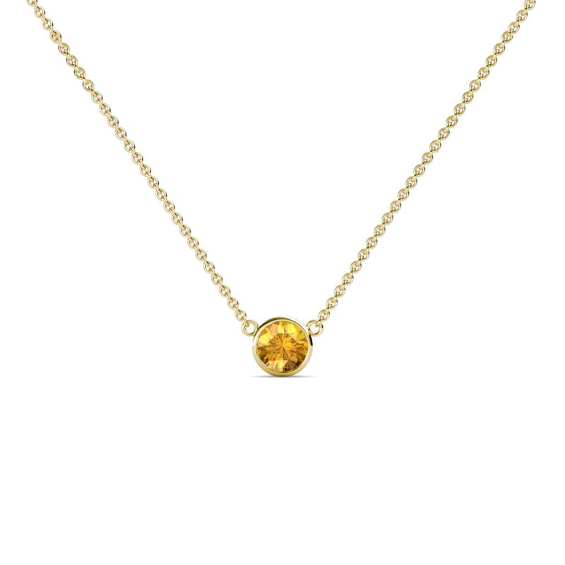 Merilyn 3.50 mm Round Citrine Bezel Set Solitaire Pendant 