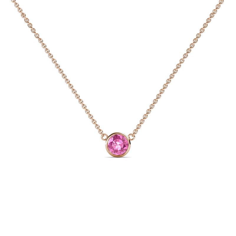 Merilyn 3.50 mm Round Pink Sapphire Bezel Set Solitaire Pendant 
