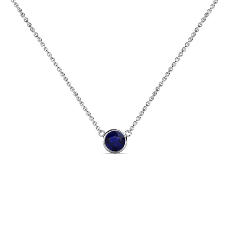 Merilyn 3.50 mm Round Blue Sapphire Bezel Set Solitaire Pendant 