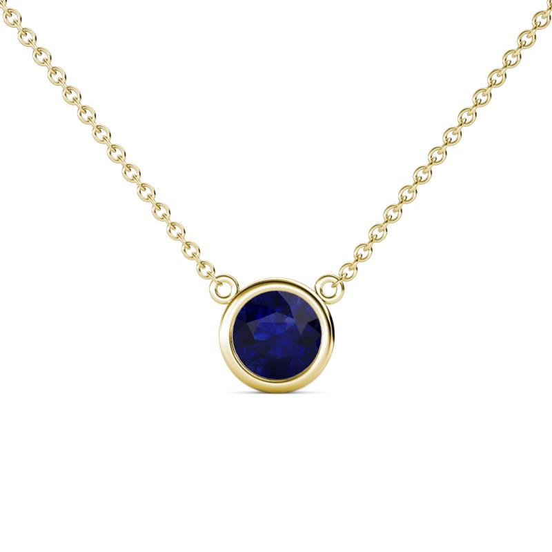 Merilyn 1.15 ct Round Blue Sapphire Bezel Set Solitaire Pendant 