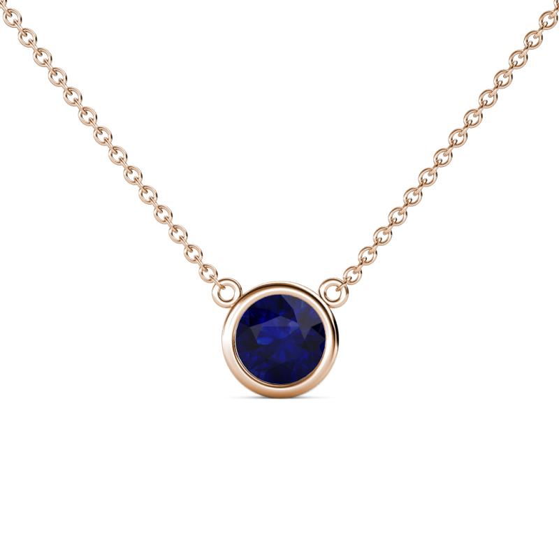 Merilyn 1.15 ct Round Blue Sapphire Bezel Set Solitaire Pendant 