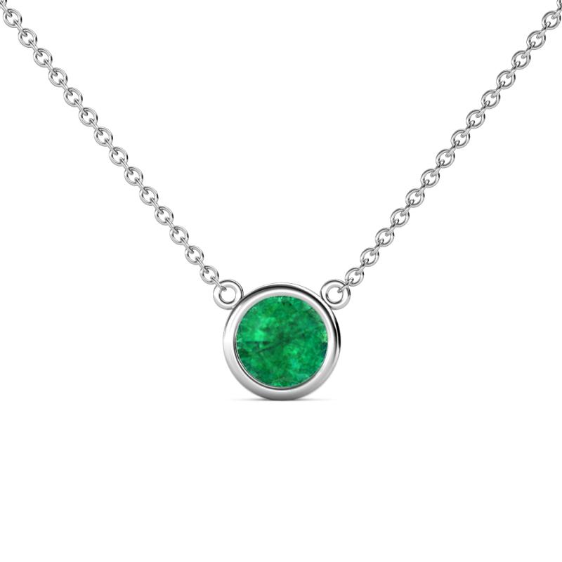 Merilyn 0.80 ct Round Emerald Bezel Set Solitaire Pendant 