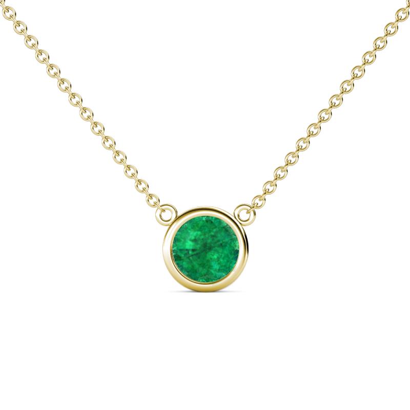 Merilyn 0.80 ct Round Emerald Bezel Set Solitaire Pendant 