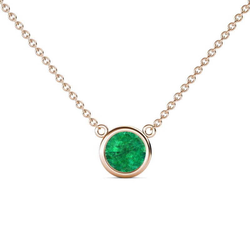 Merilyn 0.80 ct Round Emerald Bezel Set Solitaire Pendant 