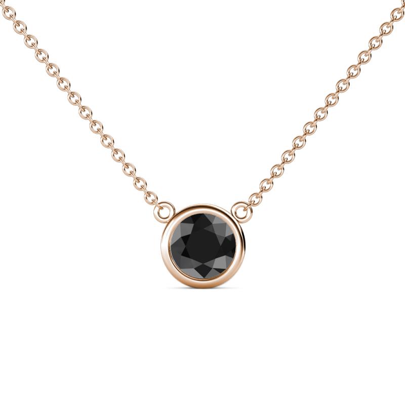 Merilyn 1.00 ct Round Black Diamond Bezel Set Solitaire Pendant 