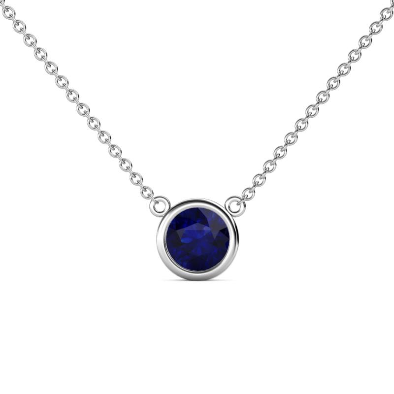Merilyn 1.15 ct Round Blue Sapphire Bezel Set Solitaire Pendant 