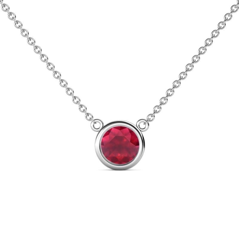 Merilyn 0.95 ct Round Ruby Bezel Set Solitaire Pendant 