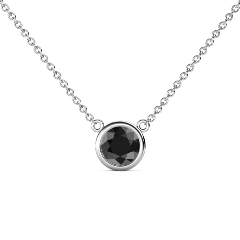 Merilyn 1.00 ct Round Black Diamond Bezel Set Solitaire Pendant 