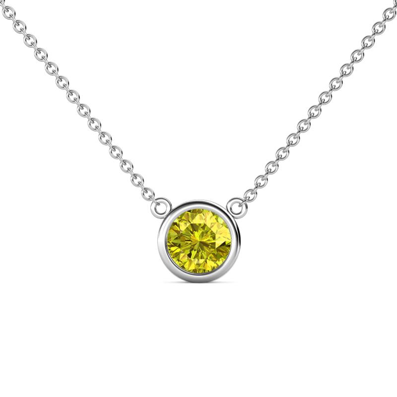 Merilyn 0.80 ct Round Yellow Diamond Bezel Set Solitaire Pendant 