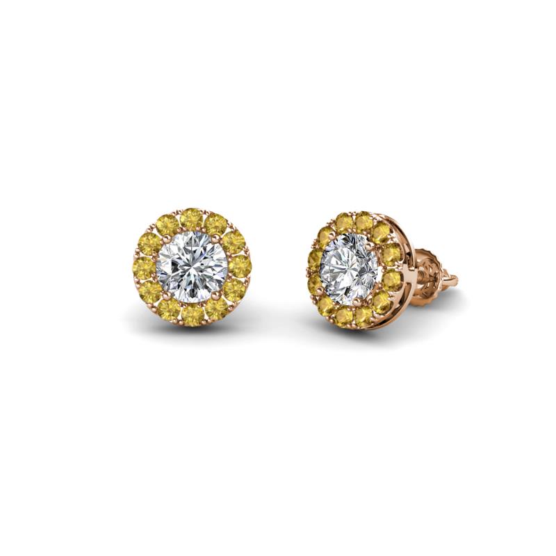 Bernice Round Diamond and Citrine Stud Earrings 