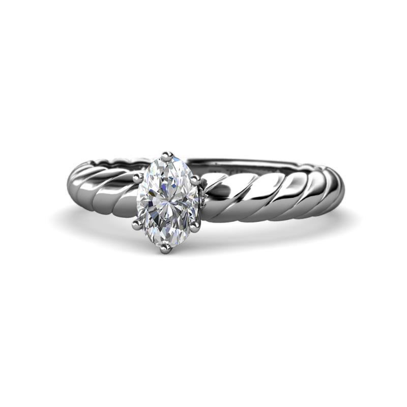 Eudora Classic 7x5 mm Oval Shape Forever One Moissanite Solitaire Engagement Ring 