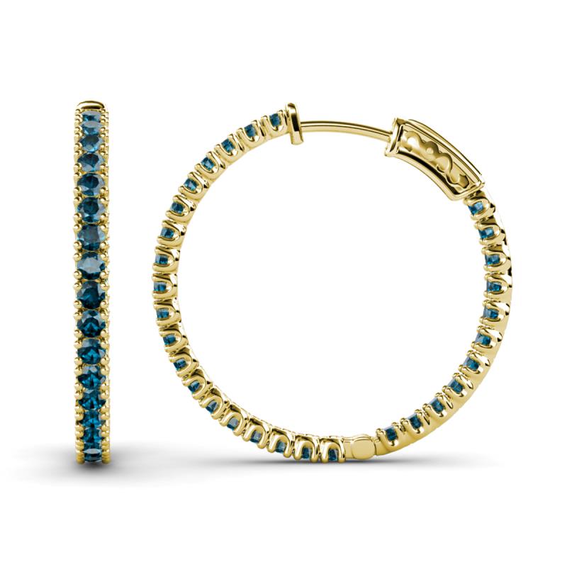 Melissa 1.80 ctw (2.00 mm) Inside Outside Round Blue Diamond Eternity Hoop Earrings 