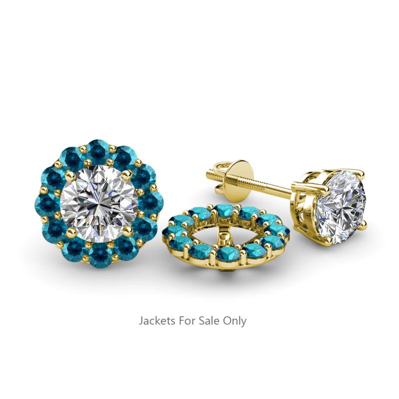 Serena 0.66 ctw (2.00 mm) Round Blue Diamond Jackets Earrings 