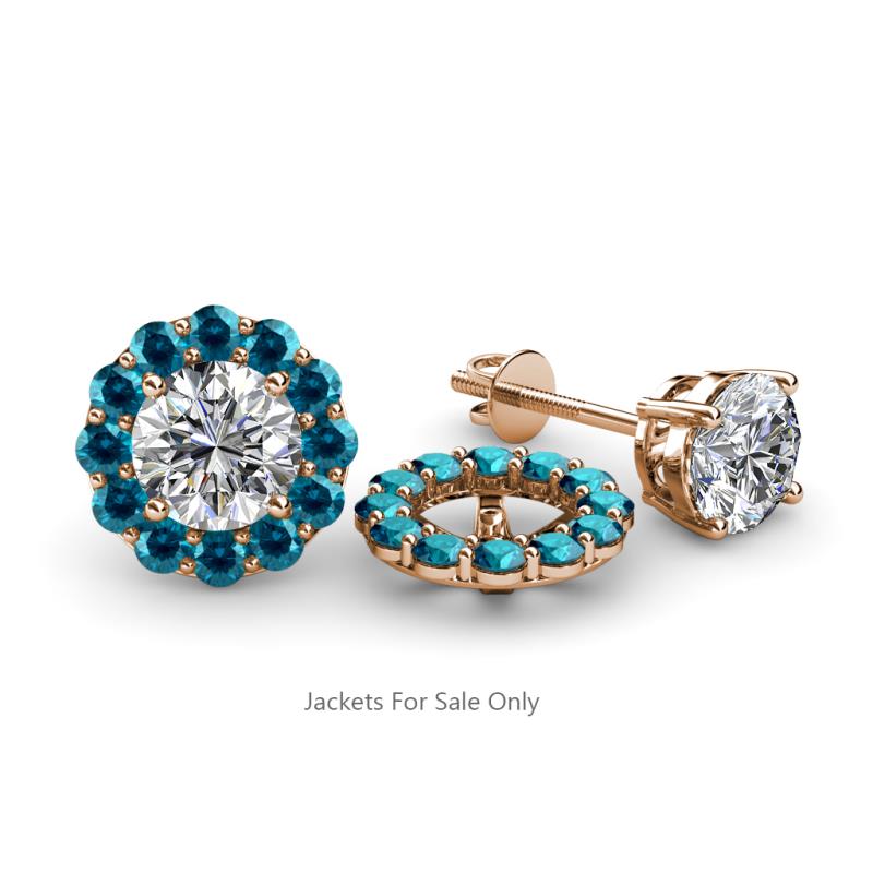 Serena 0.66 ctw (2.00 mm) Round Blue Diamond Jackets Earrings 