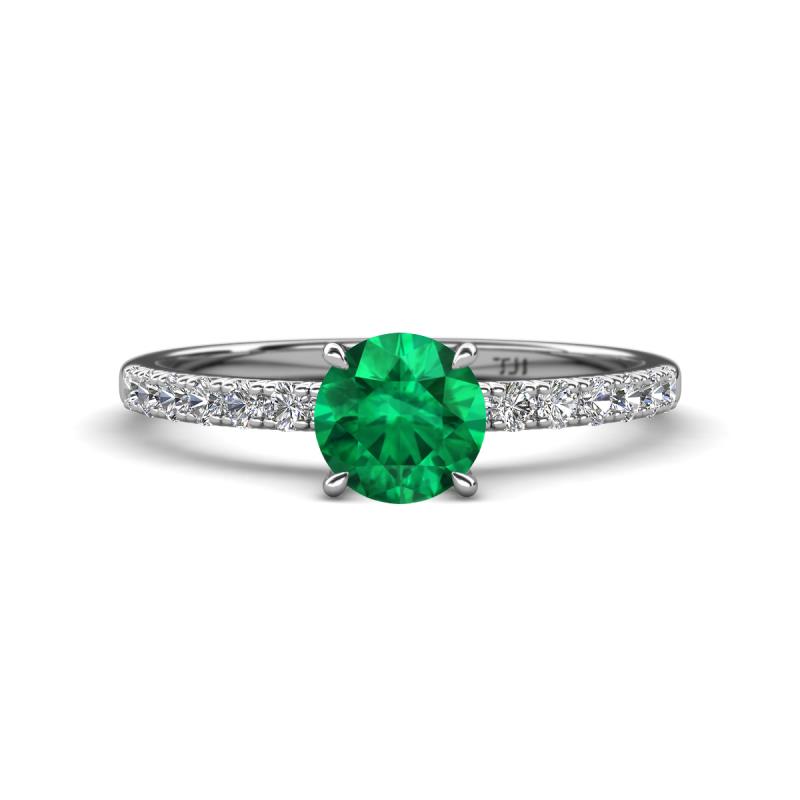 Aurin 6.00 mm Round Emerald and Diamond Engagement Ring 