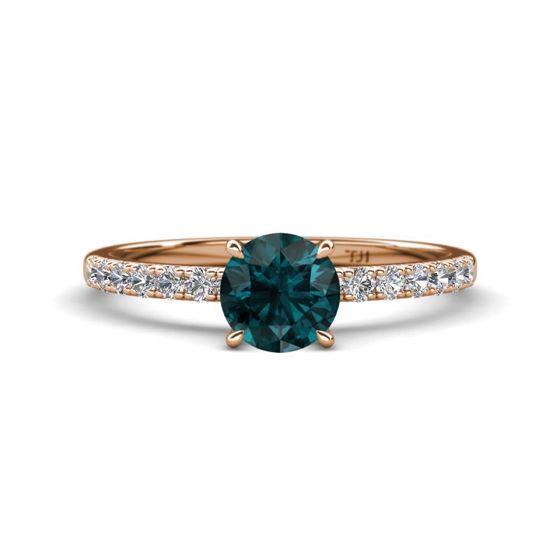 Aurin 6.50 mm Round London Blue Topaz and Diamond Engagement Ring 