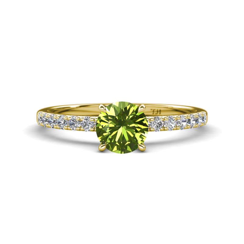 Aurin 6.50 mm Round Peridot and Diamond Engagement Ring 
