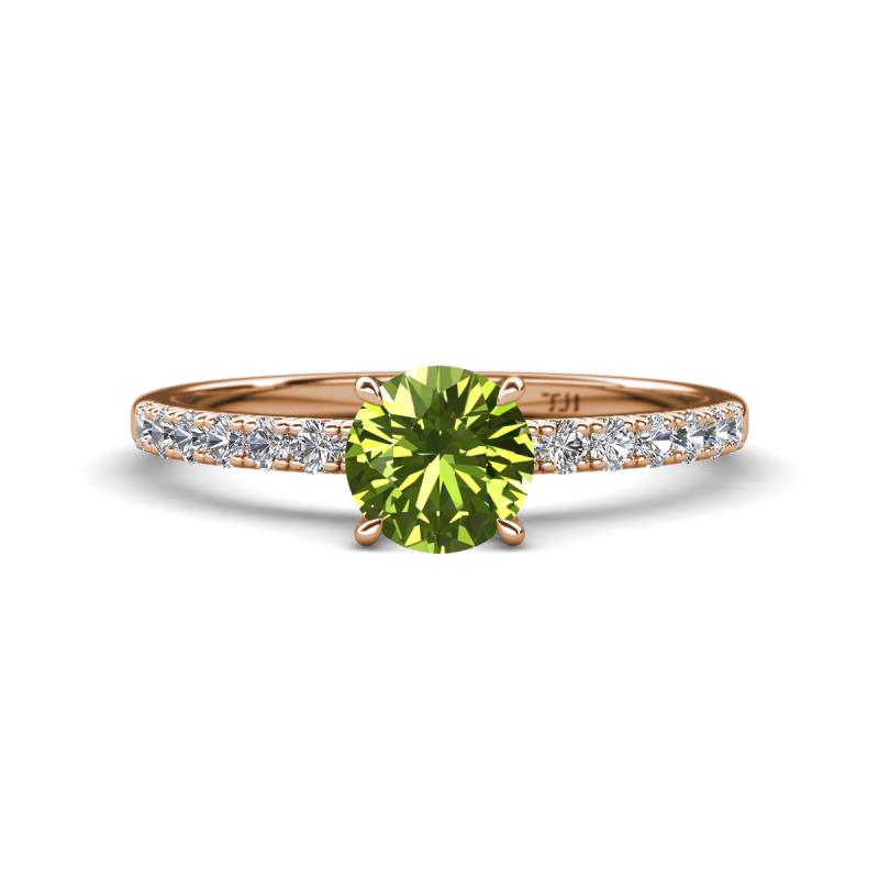 Aurin 6.50 mm Round Peridot and Diamond Engagement Ring 
