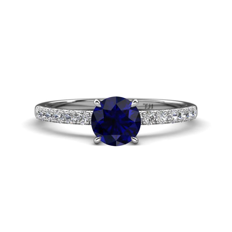 Aurin 6.00 mm Round Blue Sapphire and Diamond Engagement Ring 
