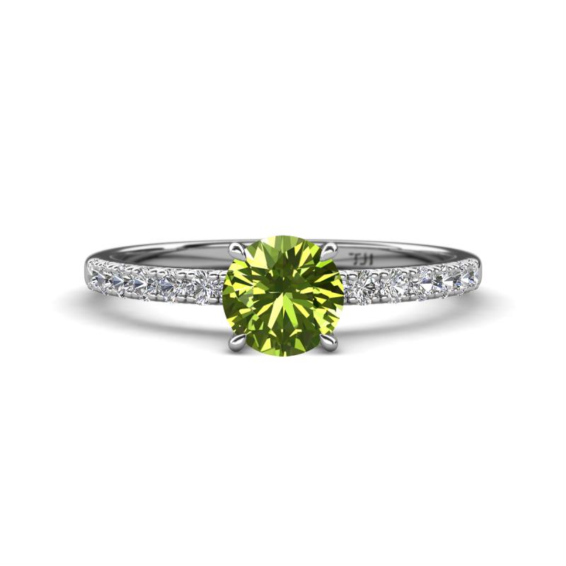 Aurin 6.50 mm Round Peridot and Diamond Engagement Ring 