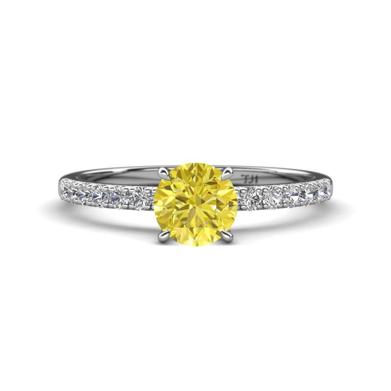 Aurin 6.50 mm Round Yellow Diamond and Diamond Engagement Ring 