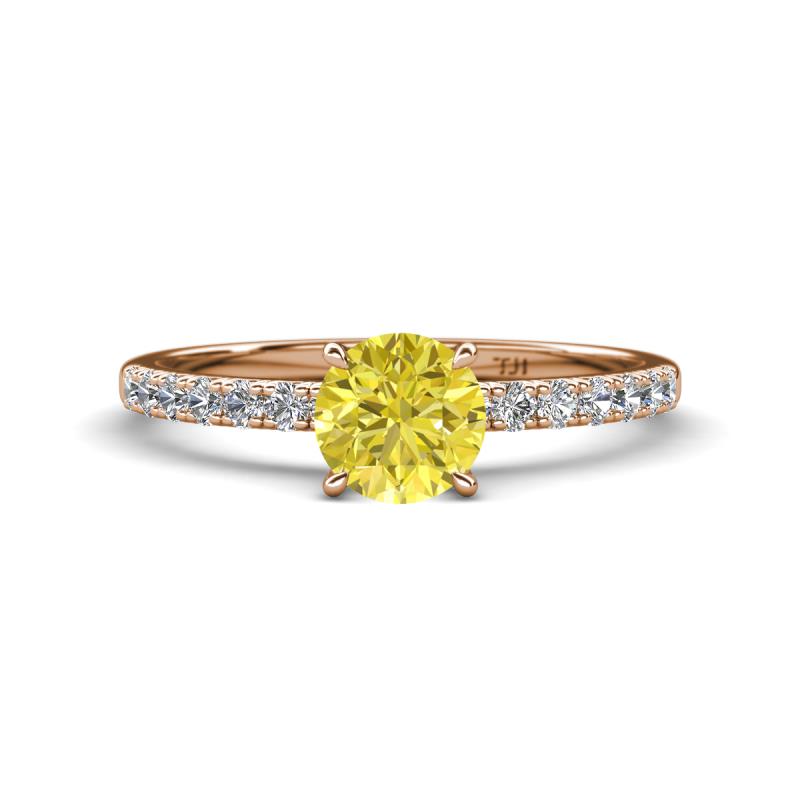 Aurin 6.50 mm Round Yellow Diamond and Diamond Engagement Ring 