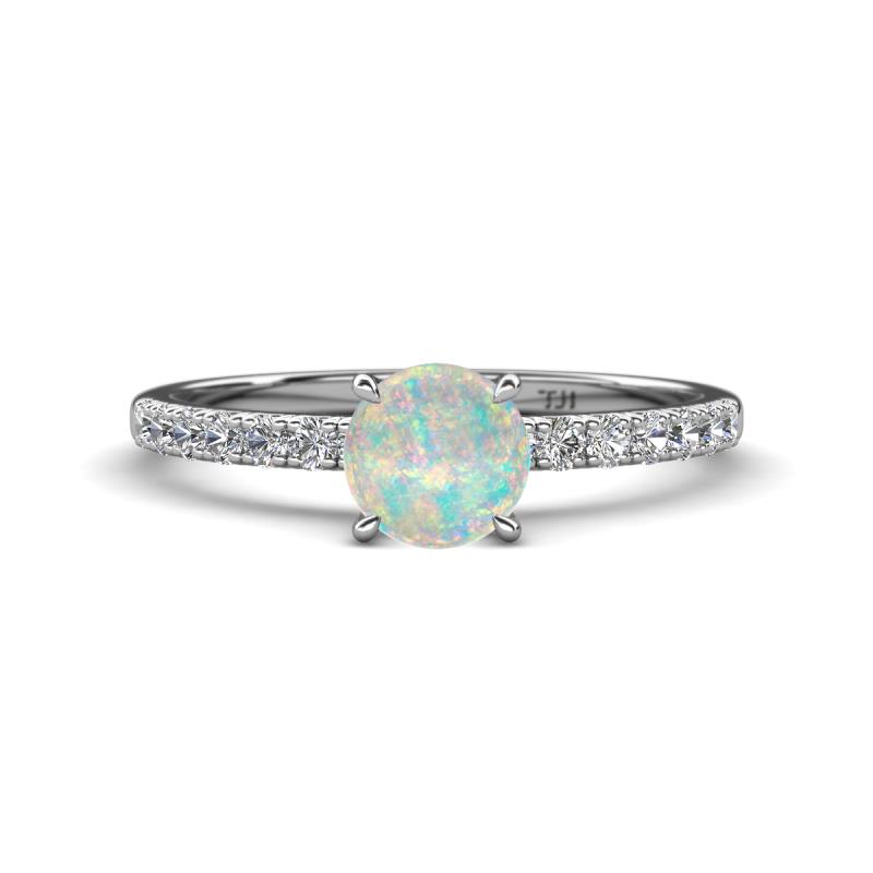 Aurin 6.00 mm Round Opal and Diamond Engagement Ring 