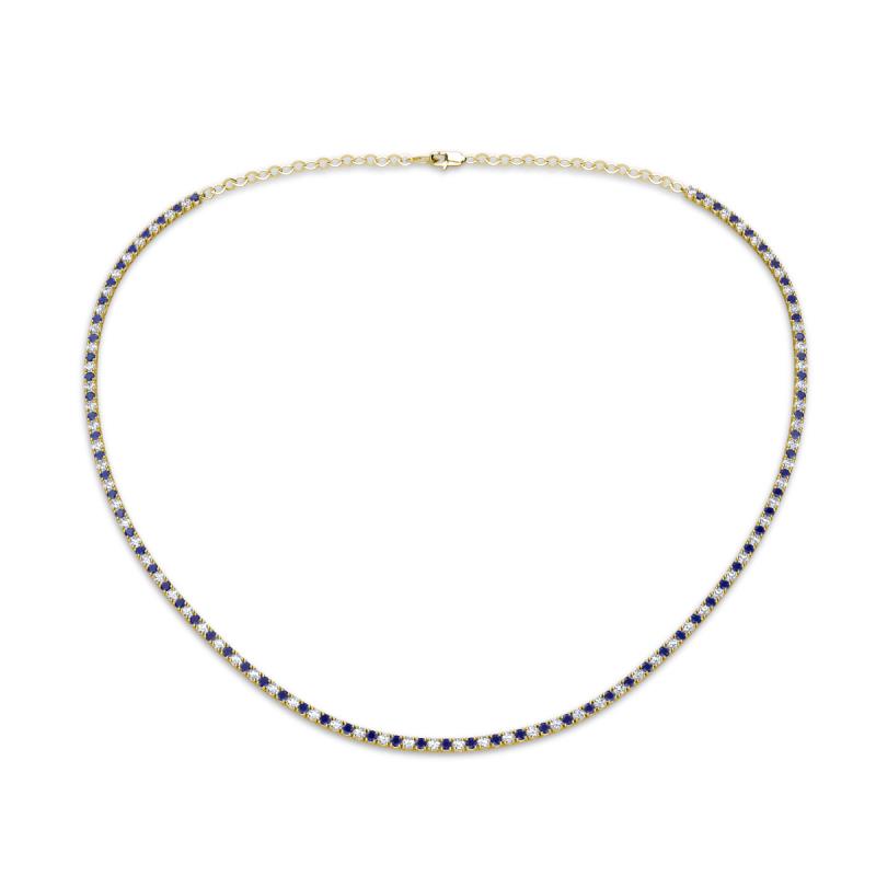 Gracelyn 1.70 mm Round Diamond and Blue Sapphire Adjustable Tennis Necklace 
