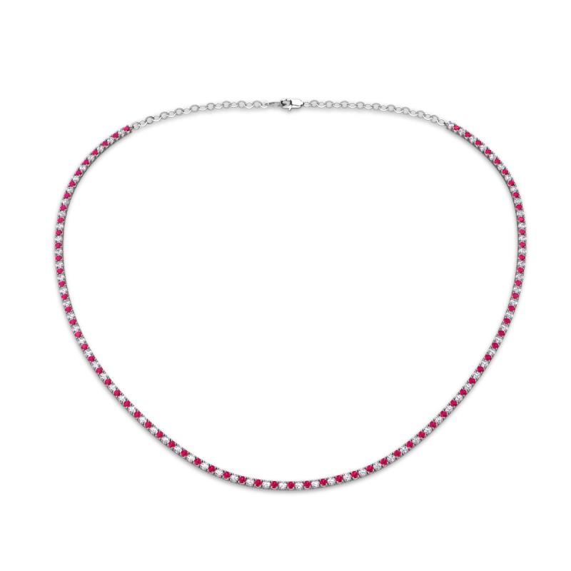 Gracelyn 1.70 mm Round Lab Grown Diamond and Ruby Adjustable Tennis Necklace 