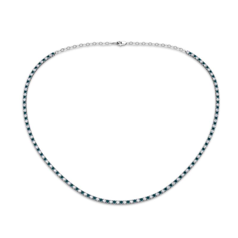 Gracelyn 1.70 mm Round Lab Grown Diamond and Blue Diamond Adjustable Tennis Necklace 