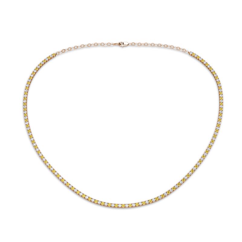 Gracelyn 1.70 mm Round Lab Grown Diamond and Yellow Sapphire Adjustable Tennis Necklace 