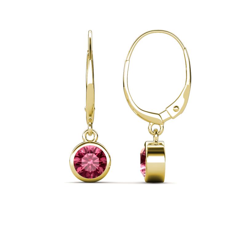 Cara Pink Tourmaline (5mm) Solitaire Dangling Earrings 