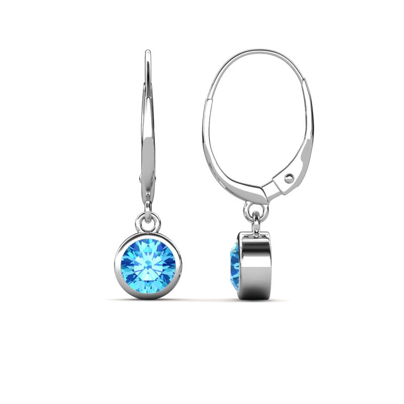 Cara Blue Topaz (5mm) Solitaire Dangling Earrings 