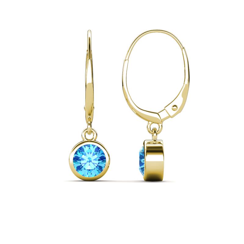 Cara Blue Topaz (5mm) Solitaire Dangling Earrings 