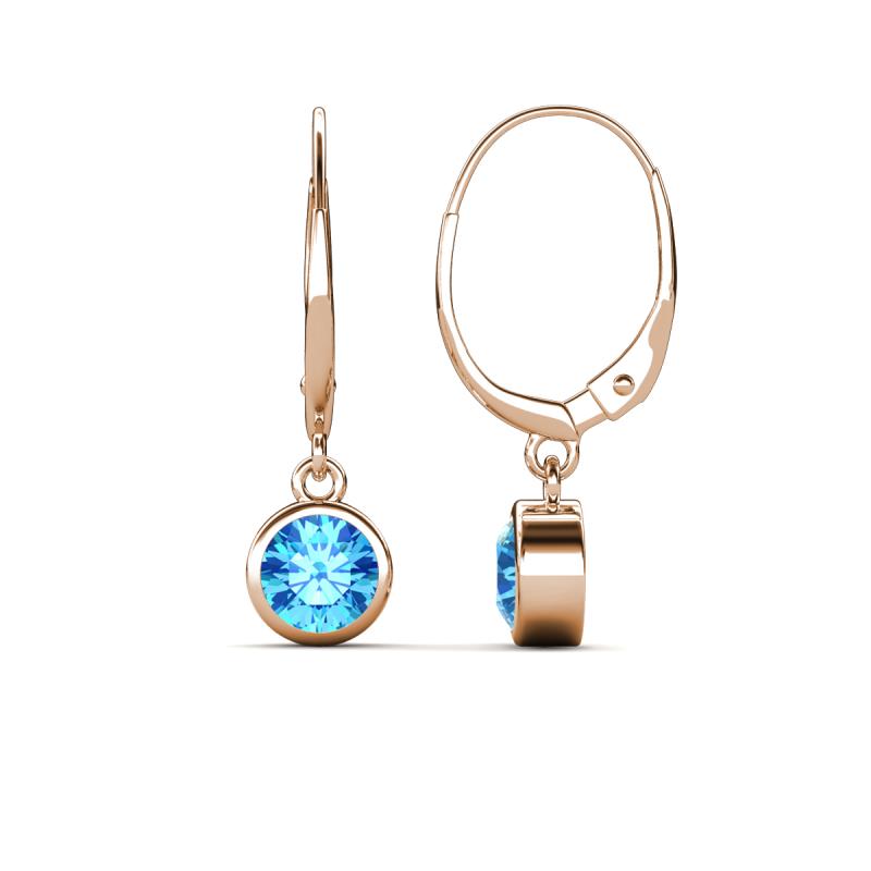 Cara Blue Topaz (5mm) Solitaire Dangling Earrings 