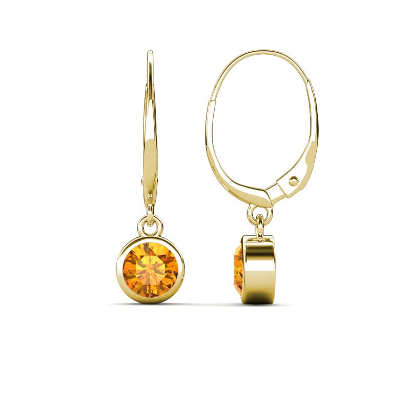 Cara Citrine (5mm) Solitaire Dangling Earrings 