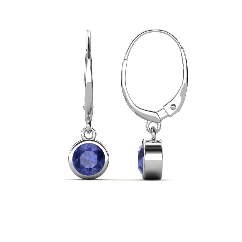 Cara Iolite (5mm) Solitaire Dangling Earrings 